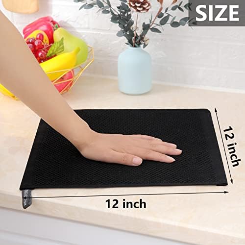 Homaxy 100% Cotton Waffle Weave Kitchen Dish Cloths 8-Pack, Black - Image 5