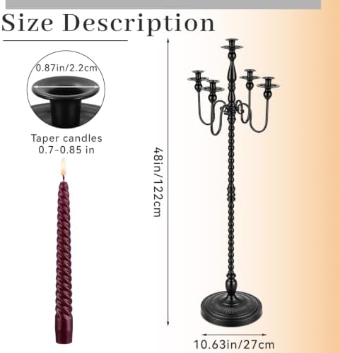 1 Pcs 48 Inch Black Candelabra Halloween Decorations, Vintage - Image 2