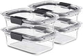 Rubbermaid Brilliance Glass Food Storage Containers, 3.2 Cup, Set of 4, BPA-Free, Leak-Proof, Clear by Rubbermaid