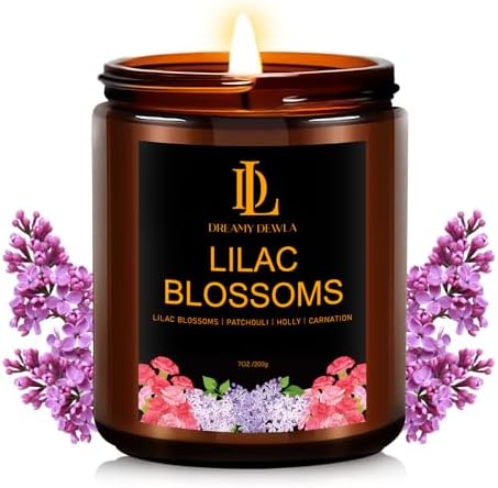 Lilac Blossom Scented Candles, Lilac Blossom Candle, Aromatherapy Candle Gifts for Women, Soy Candles for Home Scented, 7oz 50 Hours Burn, Home Décor by DLDREAMYDEWLA