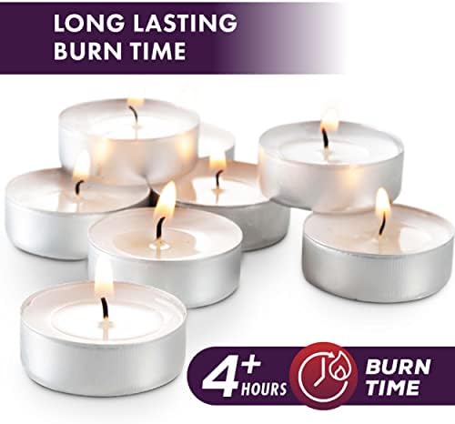 MontoPack Unscented Tea Light Candles 400 Pack | 4 Hours, White, Smokeless, Dripless Small Votive Paraffin Tealights | Long-Lasting for Home, Shabbat, Weddings, Events, Emergencies | Mini Candles Bulk - Image 4