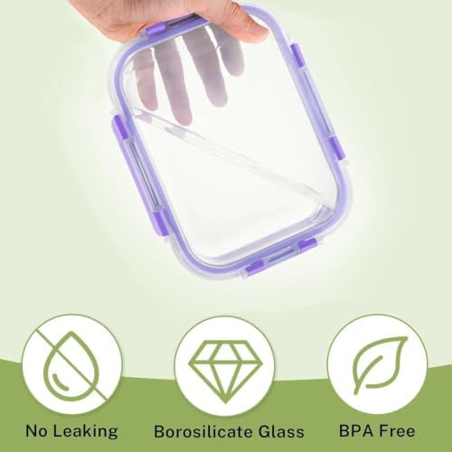 8 Pack Glass Food Storage Containers with Snap Locking Lids for Meal Prep - Image 5
