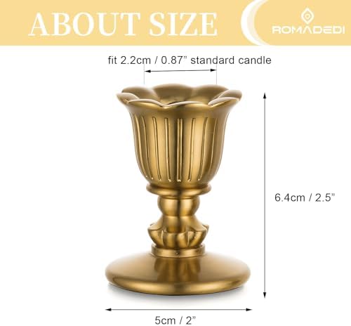 Vintage Candlestick Candle Holders Brass - Romadedi Taper Gold Candle Stick Victorian Style for Table Centerpiece Wedding Reception Festive Christmas Mantel Decoration or Home Decor Set of 12 - Image 4