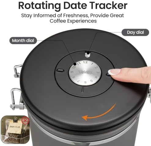 Veken Coffee Canister,39OZ, 2.2lbs,Large Airtight Stainless Steel Container - Image 6