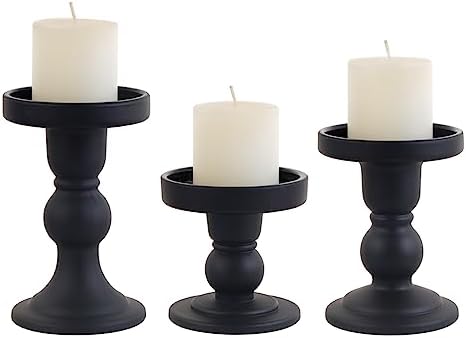 6-Piece Set of Black Glass Candlestick, Crystal Candlestick Holder Holder and Conical Candle, Christmas Candle Holder Decoration, Family Living Room Wedding Candle Holder (black2sets) - Image 4
