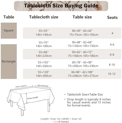 Joyfol Day Linen Waterproof Tablecloth with Tassels, Rustic Farmhouse Flowers Embroidery Table Cloths for Rectangle Tables, Heavy Weight Spill-Proof Table Covers, Coffee Florals, 55''x 86'' - Image 6
