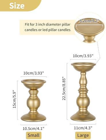 NUPTIO Gold Candle Holder for Table: Candle Centerpieces for 3" Pillars - Image 5