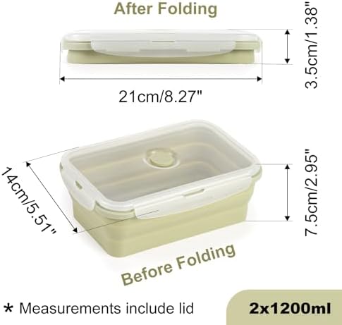 Collapsible Food Storage Containers with Airtight Lid 40.5oz 4 Pack - Image 4