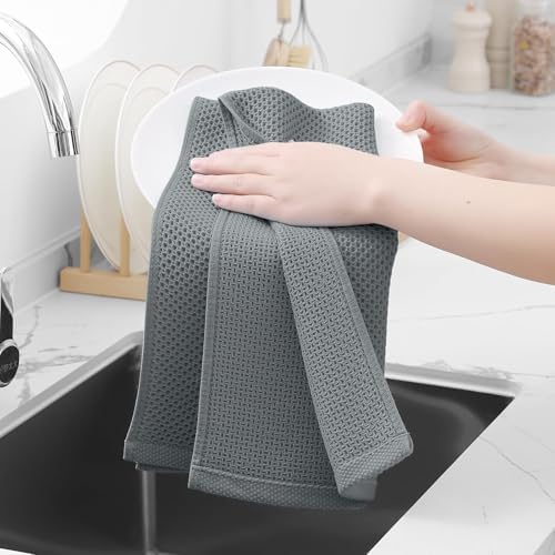 Homaxy 100% Cotton Waffle Weave Kitchen Dish Towels 24-Pack, Grey - Image 4