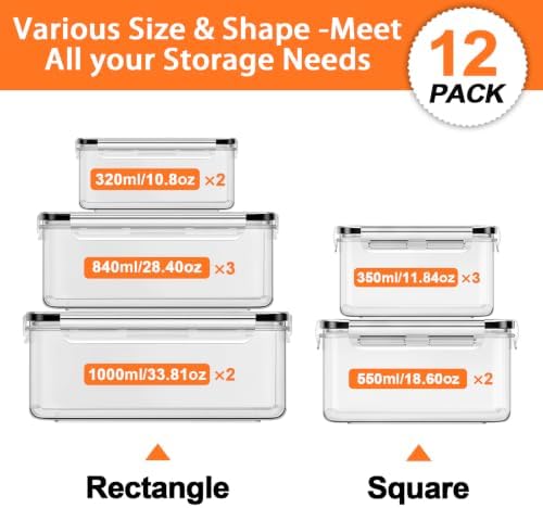 24 Pcs Reusable plastic food storage containers with lids - Image 2
