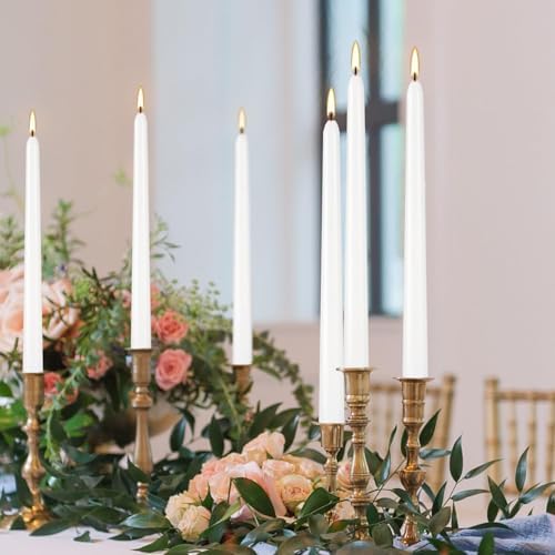 YOROXRG 36 Pack White Taper Candles, 7-8 Hours Burn Time, Unscented, Smokeless and Dripless, 0.8 x 10 Inch Dinner Candle Set for Household, Wedding, Party and Home Décor Candlesticks - Image 2