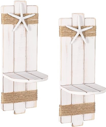 SOMTO White Starfish Wall Candle Sconces,Beach Themed Wall Decor Ocean Wall-Mount Candleholders,Nautical Style Bathroom Decor, Coastal Farmhouse Seashell Candle Holders,Set of 2 - Image 4
