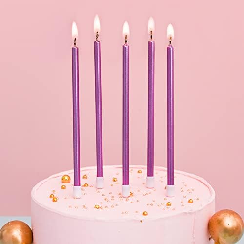 PHD CAKE Purple Long Thin Metallic Birthday Candles for Cake Party, Cake Candles, Weddings Cake Decorations, Candles for Cake - Image 2