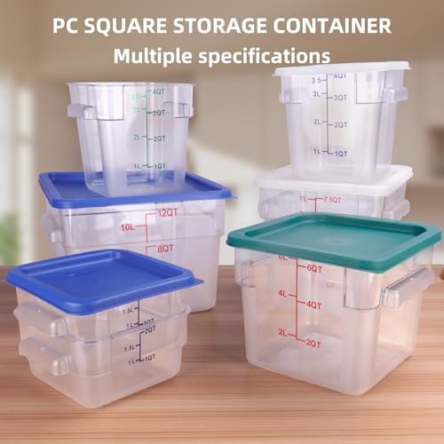 2 Pack Square Food Storage Container With Lid, 2-6 Quart Commercial Storage Box With Scale & Handle, Cake Making, Dough Marinating Meat, Kitchen Supplies (6 Quart) - Image 4