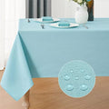 Veblandy Rectangle Tablecloth Waterproof 52x70 inch Linen Textured Table Cloth Stain and Wrinkle Resistant Washable, Decorative Fabric Table Cover for Dining, Party and Camping, Aqua by Veblandy