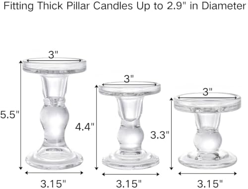 Okllen Set of 6 Glass Candle Holders, Clear Pillar Taper Candlestick Crystal Tealight Candle Holder Stand for Dinner Table, Wedding Centerpieces, Living Room, Home Decor - Image 3