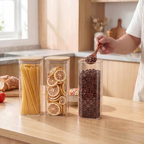SENTVEND 73 Oz Glass Jars - 3 Pack Food Storage Containers with Lids Square - Image 5