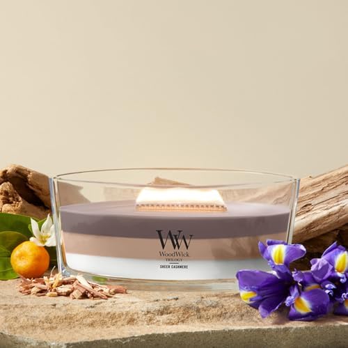 WoodWick Sheer Cashmere Tri-Scented Candle, Crackling Wick, 16oz - Image 2