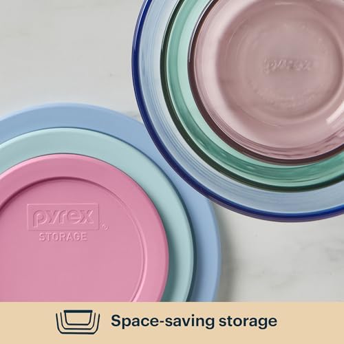 Pyrex Colors (3-Pack, Medium) Tinted Glass Round Food Storage Container Set - Image 4