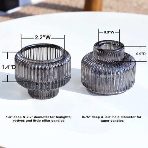 Woho Smoky Grey Candlestick Holders Set of 4 for Halloween/Daily Home Decor - Image 4