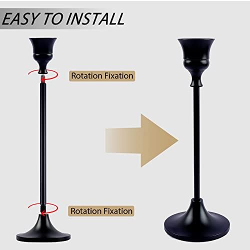 BEZURA Black Taper Candle Holders Set of 6,Aluminum Alloy Candlestick Holders for Candlesticks Vintage Metal Candle Stick Candle Holder for Fireplace Party Dining Home - Image 6