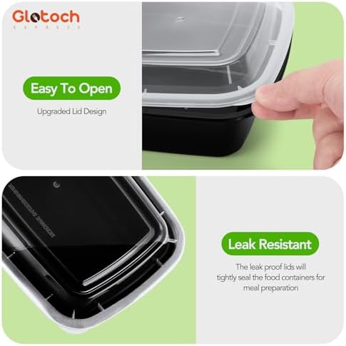 Glotoch Meal Prep Containers with Lids, 28 oz, 50 Pack (100-Piece) - Image 3