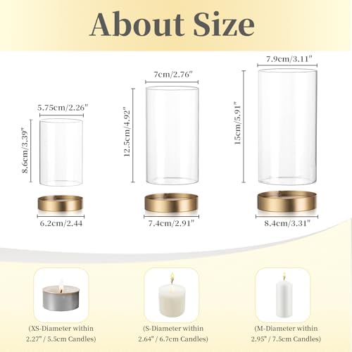 Hewory Hurricane Candle Holder for Pillar Candles: 12Pcs Gold Candle Holder - Image 3