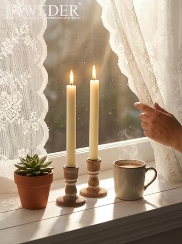 Wooden Candlestick Holders Rustic: Farmhouse Taper Candle Holder - Image 4