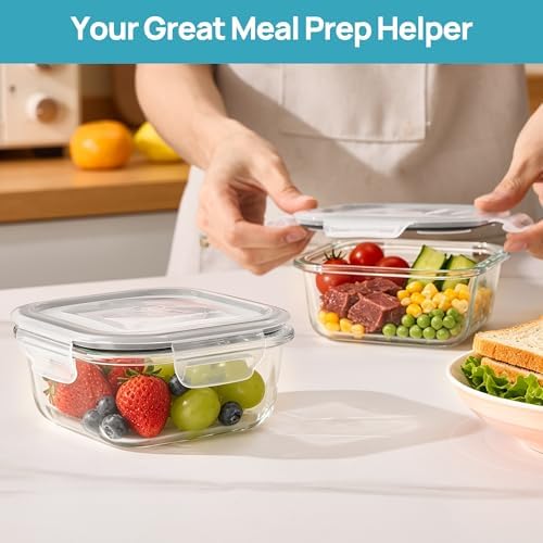 Vtopmart 2Pack 17.5oz Glass Meal Prep Food Container Sets with Lids - Image 3