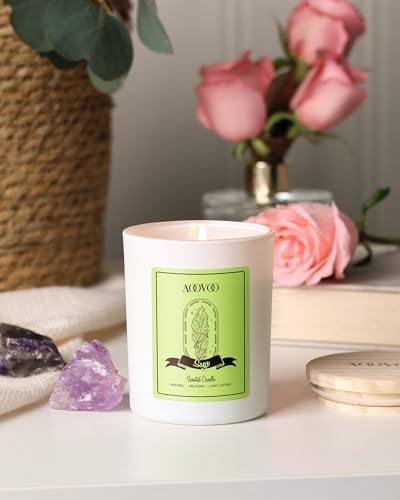 AOOVOO Sage Scented Candles for Women - Aromatherapy Candle with Crystals Inside, 7oz Soy Candles for Home Scented, Mothers Day Birthday Gifts Mothers Day Candle for Women Mom - Image 5