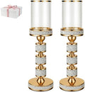 Hurricane Candle Holder, 15.9" Tall Metal Candle Stand, Glass Pillar Holder by DOUNX