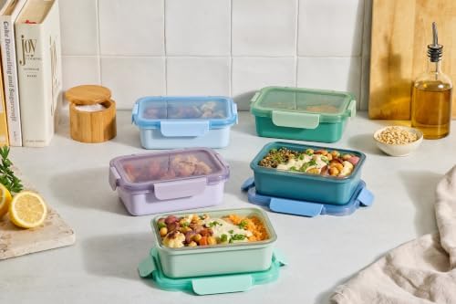 Ello Color Lock Ceramic-Coated 3.4 Cup Meal Prep Containers, 10 Pc, Blue - Image 2