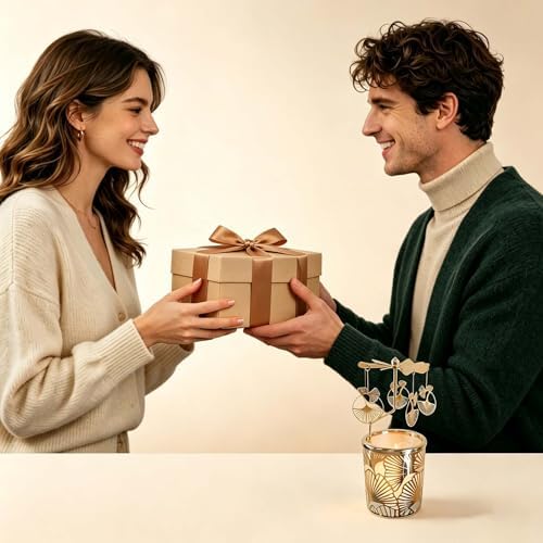 kingnero Gold Rotary Candle Holder Spinning Tea Light Candlestick Windmill Carousel Candle for Children's Gifts Christmas Birthday Party and Home Decoration (Golden Apricot Leaves) - Image 5