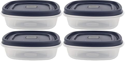 Food Storage Containers, Rubber Maid, 3 Cup Food Storage Containers, 8 Piece Set,Vented Blue Easy Find Lids, Vented, 4 Containers, 4 Lids by Utensilux