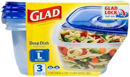 Glad GladWare Deep Dish Food Storage Containers, 64 Oz, 3 Count (Pack of 6) - Image 2