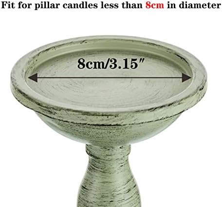 Sziqiqi Pillar Candles Holders for Table Centerpiece, Set of 2, Sage Green - Image 6
