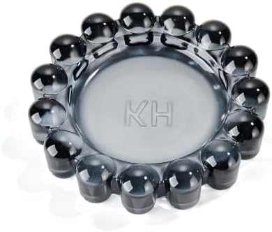 khtumeware Large Black Bubble Glass Candle Dish – Modern Clear Glass Candle Holder for Tealights & Diffusers, Decorative Tray for Home & Tabletop Decor（1 Pack） by khtumeware