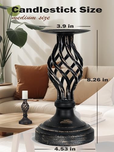 Vintage Metal Pillar Candle Holder for Table Decor - Image 3