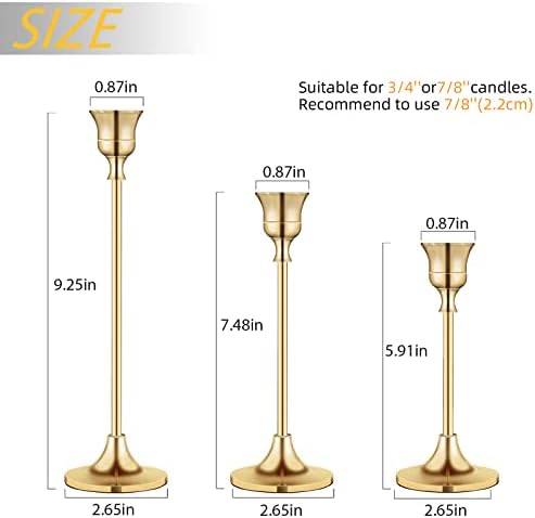 Candlestick Holders,Taper Candle Holder for Candlesticks Gold Brass Vintage Candle Stick Candle Holders Candelabra Candle Holder for Fireplace Party Dining Home - Image 2