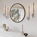 Metal Wall Candle Sconce Holder Set of 4 Wall Mount Candle Holder Pillar Holder Black Modern Wall Candle Sconces Hanging for Living Room Farmhouse Fireplace Wedding by WOLAOJA