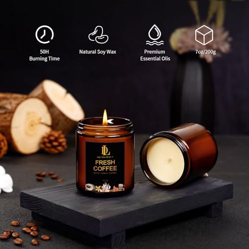 Fresh Coffee Candles, Coffee Scented Candle, Natural Soy Candles for Home Scented, Long Lasting with 50 Hour Burn Time, Gifts for Men Women - Image 3