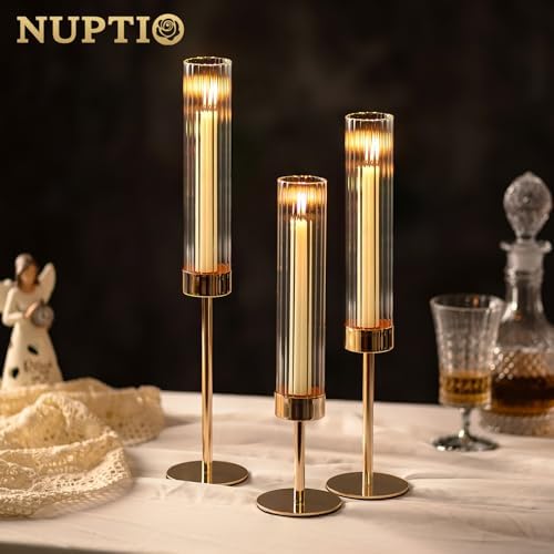 NUPTIO Hurricane Candle Holder for Centerpiece, Set of 6 Candlestick Holder - Image 5