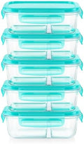 Pyrex Glass Meal Box (5-Pack, 2.3 Cup) Divided Compartments, Locking Lids by Pyrex