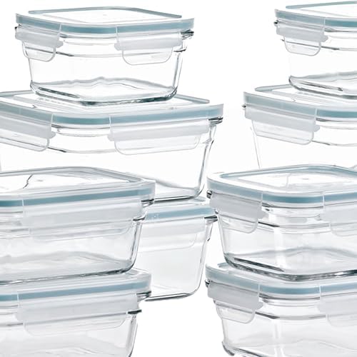 Glasslock Ring Taper 24 Piece Set Stackable Oven Microwave Safe Glass Food Storage Containers with Airtight Latching Lids,Clear - Image 6