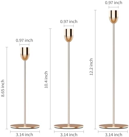 ChefBee 3PCS Gold Tall Taper & Pillar Candle Candlestick Holder - Image 2
