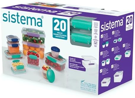 Sistema 20-Piece Food Storage Containers with Lids and Salad Dressing and Condiment Containers, Dishwasher Safe, Color May Vary - Image 7