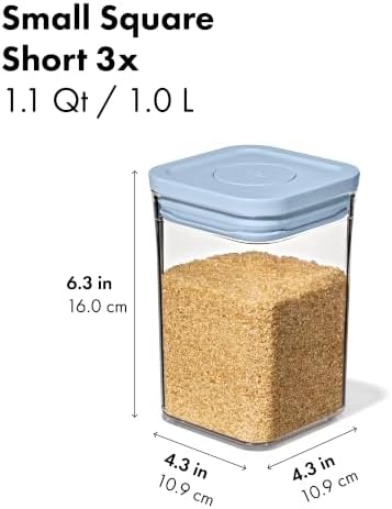 OXO Good Grips 3-Piece POP Container Set with Mini Scoops — Sky Blue, 1.1 Qt/1 L Capacity, Airtight Pop-Up Container with Push-Button Seal, Kitchen Storage Canisters for Cereal and Snacks - Image 7