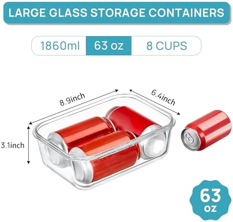 Vtopmart 1Pack 1860ml/63oz Large Glass Storage Container with Lids - Image 2