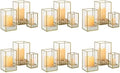 NUPTIO Candle Lantern for Wedding Centerpiece: 18 Pcs Clear Hurricane Glass Pillar Candles Holder with Gold Frame Bulk Decorative Candle Lanterns for Christmas Dining Table Decor 8.1 & 6.5 & 4.7 inch by Nuptio