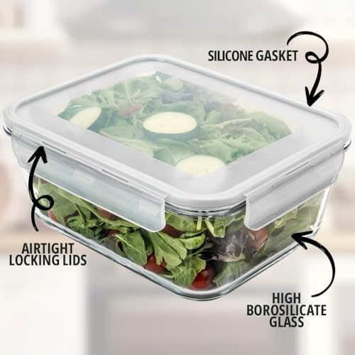 3300 ml/ 112 oz LARGE Glass Food Container with Locking Lid. Ideal for Storing food, vegetables or fruits. Baking Casserole, Lasagna, Baking Or Roasting chicken and lot of other tasty food. BPA Free - Image 6